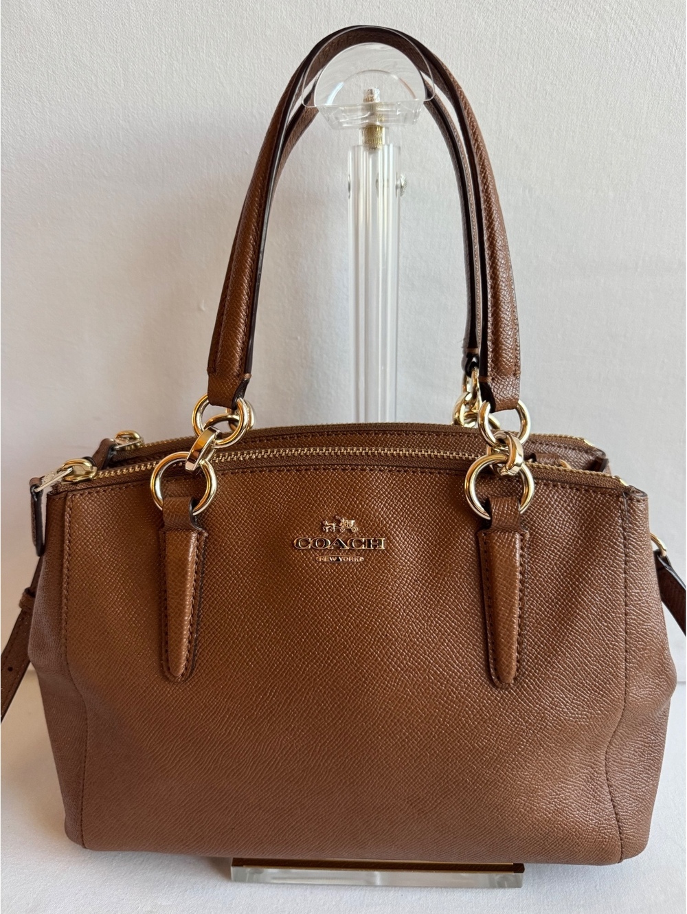 Coach Mini Christie Carryall Crossgrain Leather Satchel Brown F57523